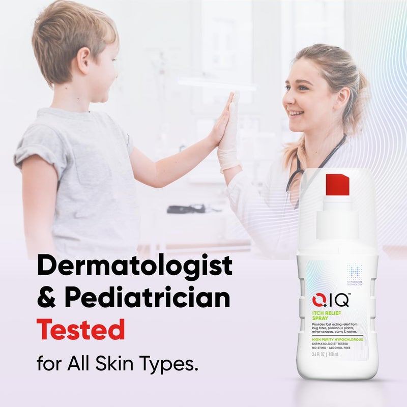 QIQ Itch Relief Spray – High Purity Hypochlorous Acid Spray, Fast Anti Itch Relief from Bug Bites, Rashes, Scrapes, Burns, and Helps Provide Relief from Eczema, Steroid & Alcohol-Free (3.4oz) - Image 4